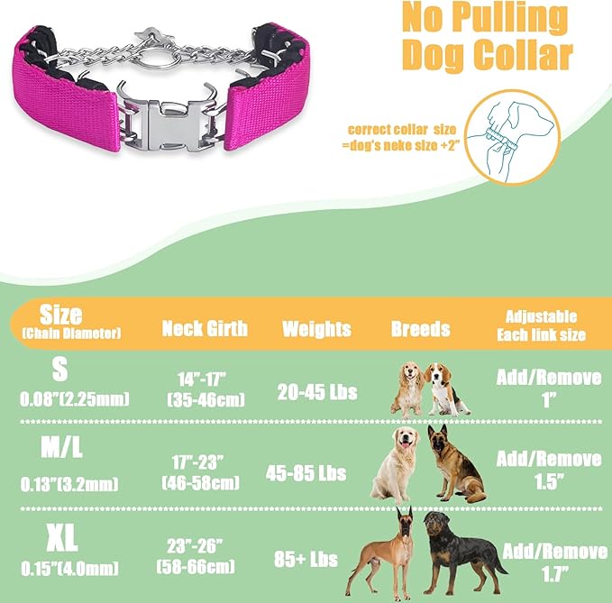 No Pull Collar with Quick Release Buckle for Small Medium Large Dogs