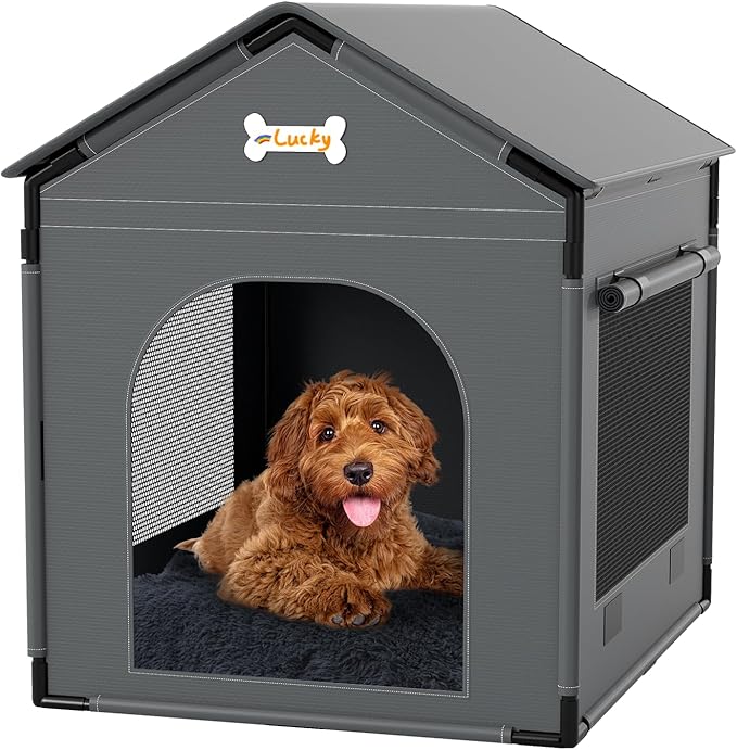 Large Dog House Indoor Dog Kennel Bed Mat with Cushion for Small Medium Large Dogs Cats, Winter Warm Cat Nest Puppy Cave Sofa Pet Products Easy Assembly