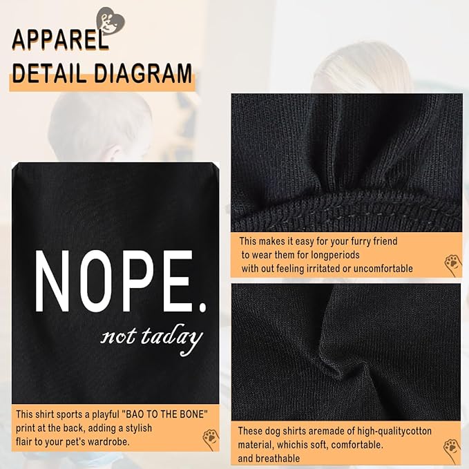 Discover Cozy Cotton Canine Wear: Soft, Lightweight, and Breathable Dog Shirt Vest with Eye-Catching Graphics(Nope not Today), Keeping Your Furry Friend Warm and Comfy! Black 4XL