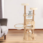 54in Cat Tree Tower Furniture Activity Center with Scratching Posts Modern MDF Cat Tower for Indoor Cats,Multi-Level Cat Condo Furniture Large Cat Activity Center Funny Toys for Kitty Pet Play House