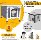GEGURI Outdoor Cat House, Weatherproof Shelter for Ferrel Cats, Dogs, Rabbits Hutch with Elevated Floor, Asphalt Roof
