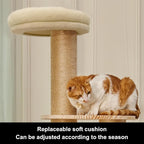 73" Tall Real Solid Wood Cat Tower with 2 Space Capsule Cat Beds, Top Bed,Thick Sisal Scratching Posts, Multi Cat Tree for Large Cats 20 lbs Heavy Duty, Cat Condo Furniture for Active Cats