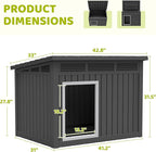 Bifanuo Dog House Outdoor Indoor for Large Dog - Weatherproof & Removable Roof, Easy Assemble and Clean for Medium to Large Dogs(Classic Black, 41.2" L x 31" W x 31.5" H)