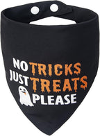 Halloween Dog Bandanas with Saying - No Tricks Just Treats - Holiday Cat Triangle Neck Scarf, Costume Pet Accessories, 5-30lbs, Small and Medium Breed