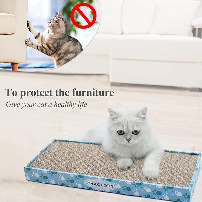 VIVAGLORY Cat Scratcher Padpal Cat Scratching Board, Cardboard Scratcher with Catnip for Indoor, Flat Scratch Board Scratch Pad Cardboard for Kitten, Narrow, 3Pack