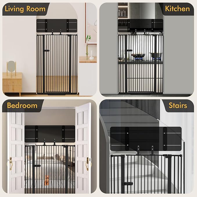 Snagle Paw Extra Tall Cat Gate with Acrylic Top Panel，30-40.6" Wide Adjustable Pet Gates, Pressure Mounted, No-Drill Easy Install,Tall Cat Gate for Doorways,Stairs,Kitchen 71",Black