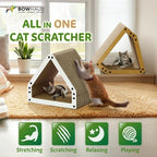 House Cat Scratcher Lounger, Reversible Scratcher, Durable & Long-Lasting, Cat Cardboard Scratcher, Large Cat Scratching Pad, Scratching Board, Scratch Pad for Indoor Cats, White
