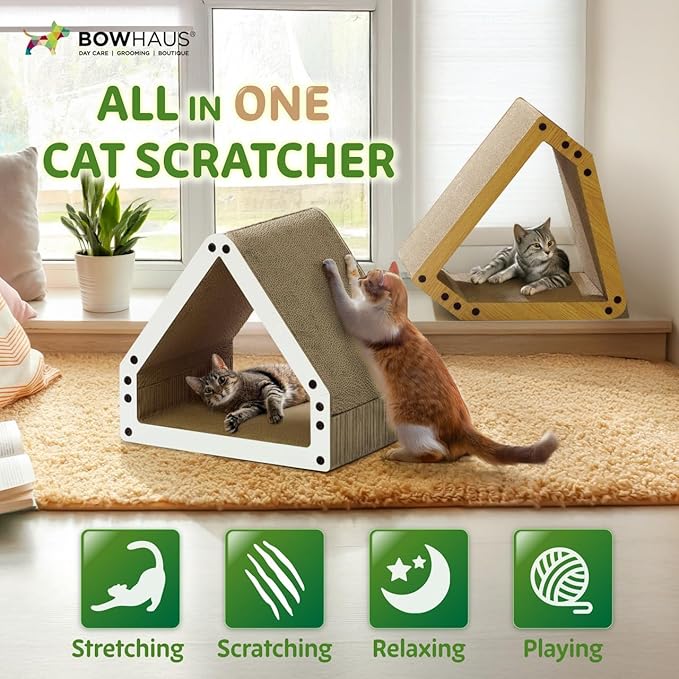 House Cat Scratcher Lounger, Reversible Scratcher, Durable & Long-Lasting, Cat Cardboard Scratcher, Large Cat Scratching Pad, Scratching Board, Scratch Pad for Indoor Cats, Brown