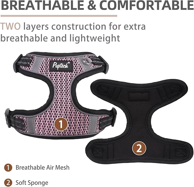 PUPTECK Dog Harness and Leash Set Medium Sized, Step in No Pull Adjustable Puppy Cat Harness Reflective Pet Vest