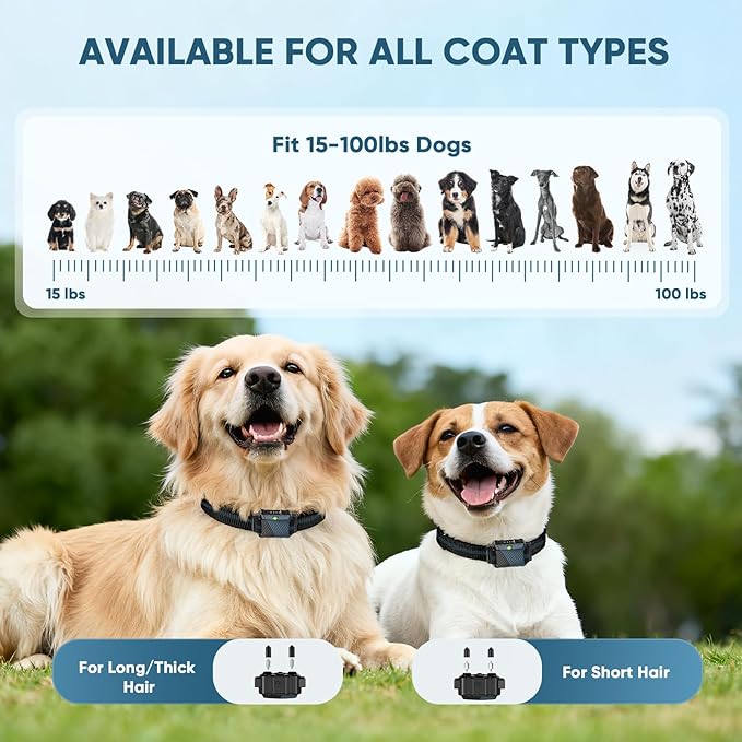 Shock Collar for Dogs, IP67 Waterproof Dog Training Collar with Remote, 3 Training Modes (Beep, Vibration, Static), Rechargeable E Collar for Large and Medium Breeds