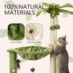 MECOOL Cat Tree for Indoor Cats 35" Tall Cat Scratching Post with Large Cat Hammcok and Hanging Ball Toys Plant Green