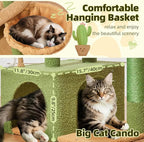 Taoqimiao MS043T Cat Tree, 32.2-Inch Cat Tower for Indoors Cats, Cat Condo with Large Cat Perch, Spacious Cat Cave, Scratching Posts for Small and Medium Cats, Cactus