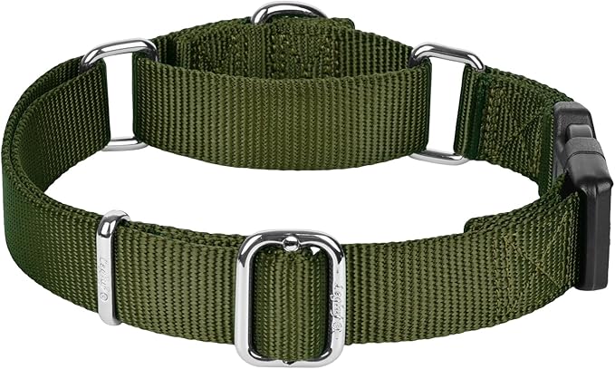 Martingale Collar for Dogs with Quick Release Buckle, Heavy-Duty Solid Color Nylon Training Collars - Adjustable No-Slip Design for Medium & Large Dog