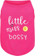Pink Cotton Dog Shirt with 'Little Miss Bossy' Print, Soft & Breathable Pet Apparel for Small to Large Dogs, All-Season Sleeveless Vest, Cute and Comfortable Dog Outfit.Pink Gold XL