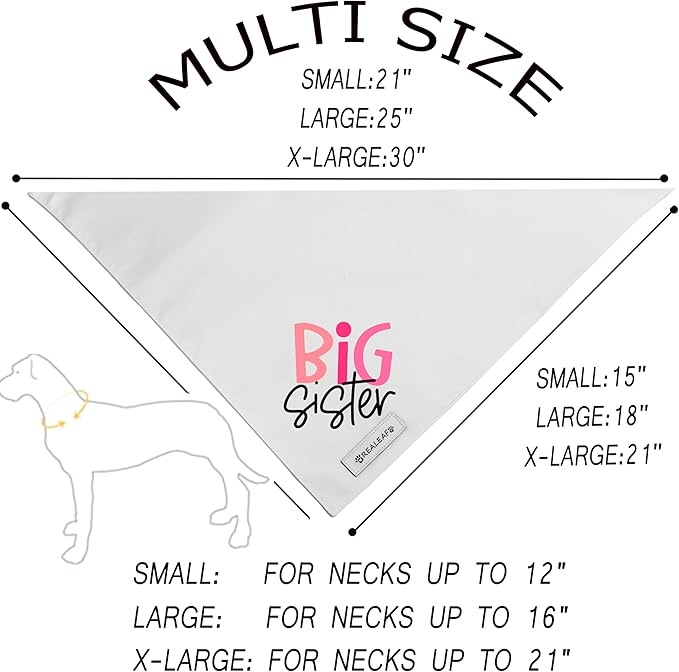 Realeaf Big Sister Dog Bandanas Pet Scarf for Small and Medium Female Dogs New Baby Announcement Pet Accessories Pregnancy Reveal Ideas (Big Sister, Small)