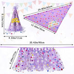 2 Pack Dog Birthday Dress Girl Dog Birthday Bandana with Hat and Dress Girl Set Puppy Party Supplies, Cute Tutu Skirt Outfit for Small Medium Large Dogs Decorations (Purple)