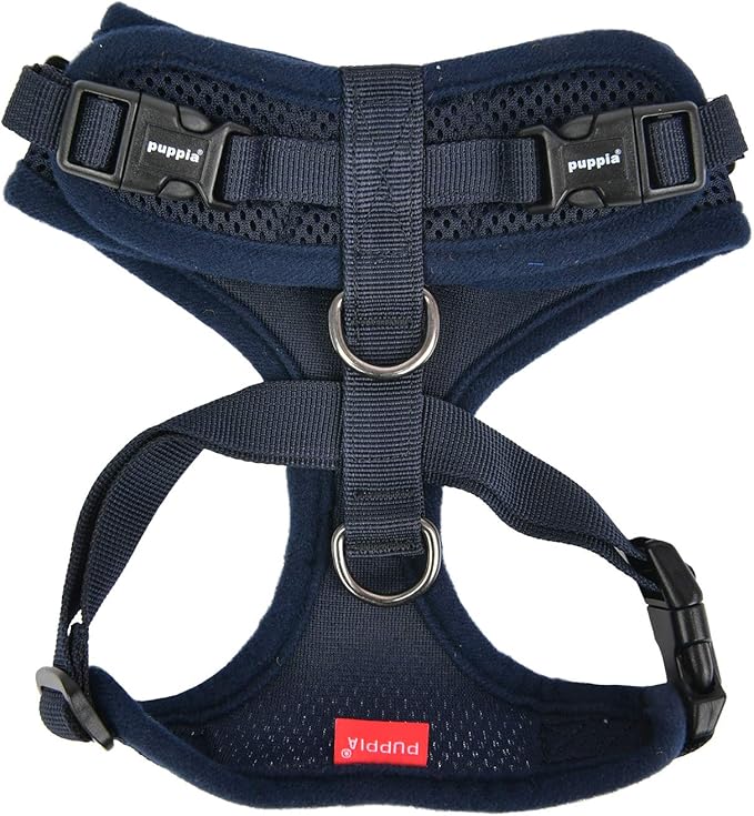 Authentic Puppia RiteFit Harness with Adjustable Neck, Navy, Medium