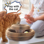 Kitty Curls Cat Toy,Magic Organ Cat Toy,Magic Organ Cat Scratcher Board,Foldable Recyclable Cat Accordion Toy for Indoor Cat Playing,Interactive Scratch Pad with Toy Ball(2pc)
