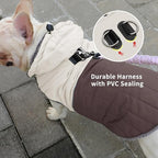 Detachable Hooded Dog Coat with Harness for Small Dogs,Super Warm Fleece Puppy Jacket for Cold Winter Doggie Coats,Brown S