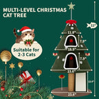 53" Large Christmas Cat Tree Tower: Indoor Green Heavy Duty Cat Condo House with Scratching Post & Toys for Xmas Decorations