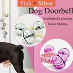 Dog Hanging Doorbells| Extra Loud Dog Potty Training Bells| Adjustable Durable Braided Rope Door Bell for Dogs to Ring to Go Outside(Silver+Pink)
