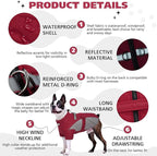 ROZKITCH Dog Winter Coat, Dog Coat for Autumn Winter with Turtleneck, Pet Clothes with Adjustable Waist Strap, Soft Warm Pet Clothing with Reflective Strip for Small Medium Large Dogs Dark Red XS