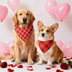 Abbylike 50 Pcs Valentines Day Plaid Dog Bandanas Bulk Pink Red Bandanas for Dogs Triangle Kerchief Bibs Scarf for Pet Romantic Costume Photo Props Accessories Pet Shops Groomers (25.6 x 17.7 x 17.7)