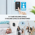 TECKNET Wireless Doorbell, Plug-through Door Bell, IP66 Waterproof Doorbells, 1300ft Cordless Rang Door Bell Ringer Wireless, 60 Ringtones & 5 Level Volume, 0-110 dB Doorbell Chime for Home/Classroom