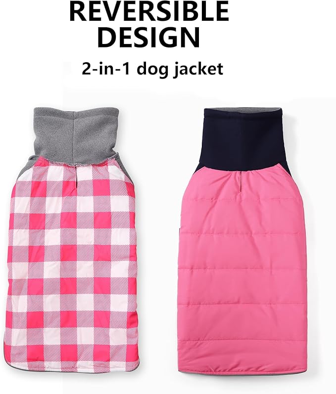 Dachshund Dog Coats Jacket fit for Dachshunds Corgi Weiner Reversible Winter Coat Padded Cotton Lining high Collar Dog Suit in Autumn Winter - Pink - M