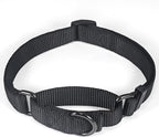 Premium Nylon Adjustable Martingale Dog Collars,Comfort and Silky Dog Collar with Heavy Duty D-Ring for Active Dogs Walking,Training,etc... (Black, Medium)