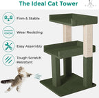Lulu Large Cat Tree Tower with 2 Spacious Platforms, Sturdy Multi-Cat Condo with Sisal Scratching Posts, Stable Anti-Tip Design for Indoor Cats