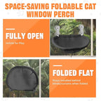 Homegroove Cat Window Perch, 18 x 12 Inch Foldable Cat Hammock for Window with Sturdy Metal Frame, Breathable Cordless Window Bed for Resting Seat for Indoor Cats (Black, 18 x 12 Inch)