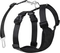Pawaboo Adjustable Dog Seat Belt for Vehicle, Breathable Dog Safety Vest Harness with Seatbelt for Small Medium Large Dogs, L, Black + Silver