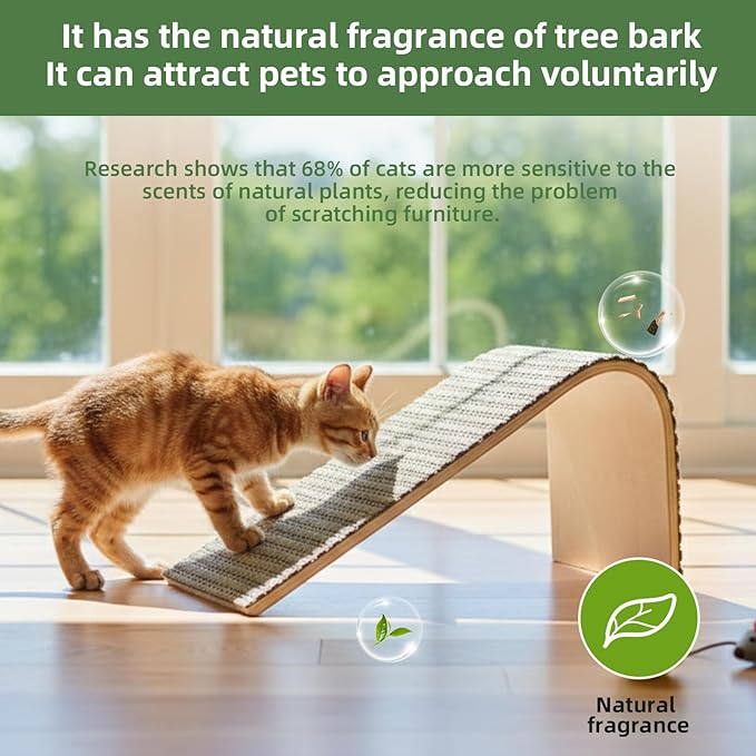 THAKWEN Natural Cork L-Shaped Cat Scratcher, Eco-Friendly Corrugated Paper Wear-Resistant Cat Scratching Pad, Wall/Sofa-Mounted Cat Claw Grinding Toy for Small Apartments, Pet Supplies (Mint Green)