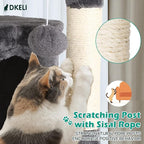 Cat Tree for Indoor Cats Cat Condo Cat Tower with Scratching Post Cat Tease Ball Perches Platform for Small and Medium Cats 54 Inch Multi-Level, Ashy