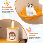 PETSITE 70 inch Tall Aviation-Themed Cat Tree Tower, Multi-Level Cute Cat Tower with Sisal Scratching Posts, Helicopter Top Perch, Basket Bed, Tunnel, Climbing Ladder, and Star-Shaped Hanging Toys