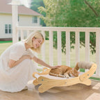 3-in-1 Cat Scratcher Bed for Indoor Cats Sisal Scratcher & Hammock Lounge with Solid Wooden Perch, No-Tip Stable Base for Large Cats, Durable Cat Scratch Pad & Cat Furniture (Easy Assembly)