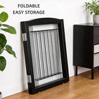 Dog Fence Indoor,Dog Gate Indoor for Doorway pet gate -3-Panel Freestanding, Hallways, House or Stairs -60x32-Inch Retractable Foldable Expandable Wood Pet by SFJC (Black) ﻿