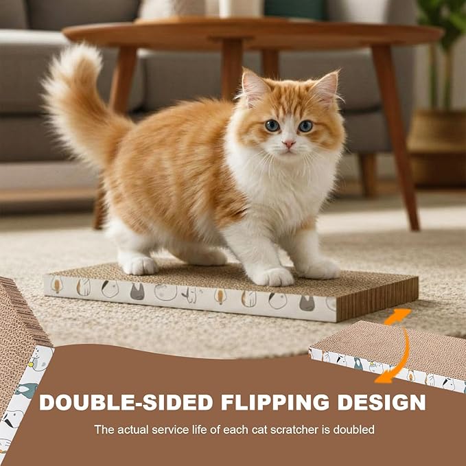 12 Pcs Small Cat Scratch Pads with Box 14 x 6.5 x 4.2 Inches Durable Cat Scratcher Cardboard Reversible Recyclable for Indoor Small Kitten to Play Rest Grind Claws Furniture Protector