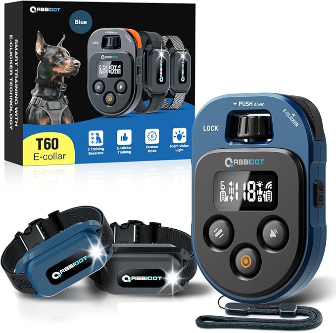 ABBIDOT Shock Collar for Dogs, 4500FT Dog Training Collar with Remote，IPX7 Waterproof Rating，6 Training Modes (Beep, Vibration, Safe Shock), Enhanced Night Light, Rechargeable E-Collar （10-130 lbs）