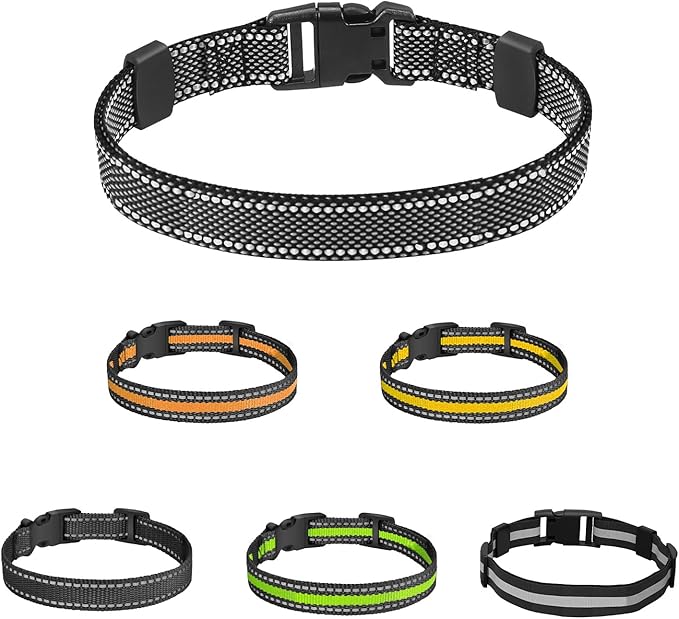 aikko 2 Packs Dog Collars Strap for Most of Electronic Training Shock Bark Collar Receivers-Adjustable Durable Reflective Waterproof 3/4 Inch Collar Replacement for Barking Fence-Pet Nylon Collar