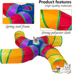 EGETOTA Cat Tunnel for Indoor Cats Large, with Play Ball S-Shape 4 Way Collapsible Interactive Peek Hole Pet Tube Toys, Puppy, Kitty, Kitten, Rabbit (S4 - Multicolor)