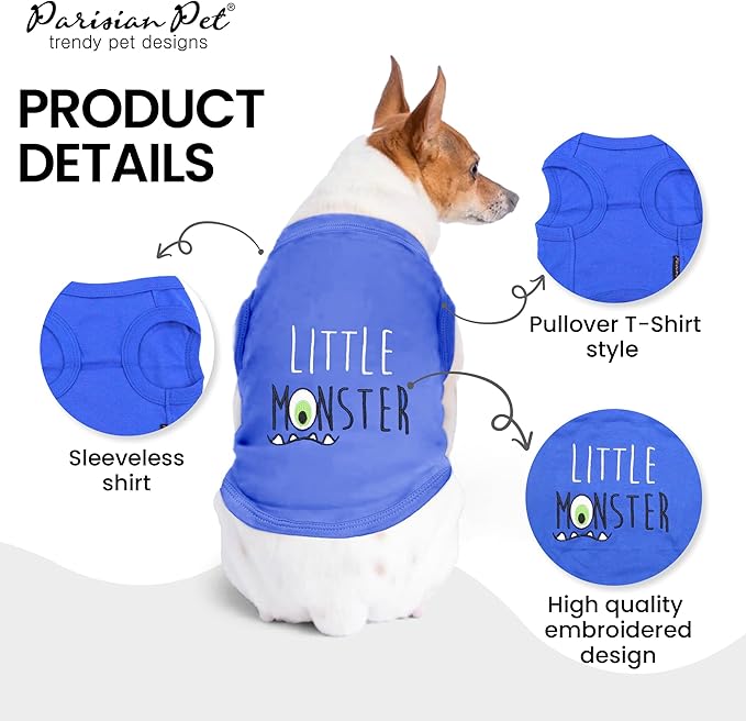 Parisian Pet Dog Shirt – 100% Cotton Shirts for Large Dogs – Blue Sleeveless Puppy Clothes – Lightweight and Breathable Pet Apparel – Stylish and Funny Dog Clothes - Stretchy T Shirts for Dogs