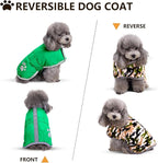 Queenmore Dog Winter Coat, Cold Weather Fleece Jacket for Dogs, Waterproof Reflective Reversible, for Small, Medium and Large Dogs (Green, L)