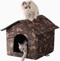 Outdoor Cat House Cat House for Outdoor and Indoor Use - Waterproof Shelter for Cats, Dogs, and Feral Animals (Brown, Large)