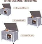 40" Wooden Outdoor Dog Houses, Waterproof Dog House Outside with Window & Door Flap Waterproof Dog House Outdoor Indoor, Assemble Easily-Grey