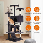 Cat Tree 69.3 inches Cat Tower for Indoor Cats Cat House with Replaceable and Removable Dangling Ball Cat Trees and Towers with Funny Toys, ASHY