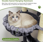 89 inch Cat Tree Tower - Extra Tall Multi-Level Cat Furniture with 2 Cozy Condos, Natural Sisal Scratching Posts, Plush Perches and Hammock for Large Indoor Cats (Dark Gray)