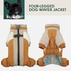 Kuoser Small Dog Coat - Warm Winter Jacket with Reflective Zipper, Built-in Harness, Perfect for Chihuahua, Yorkie (Brown XS)