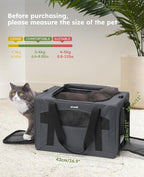 Pecute Cat Carrier Stable, Pet Carrier with Hidden Anxiety Relief Partition & Stable Steel Frame, Safe Cat Carrier for Car Travel, Soft-Sided Dog/Cat Carrier Bag for Pets Up to 11lbs, Dark Gray